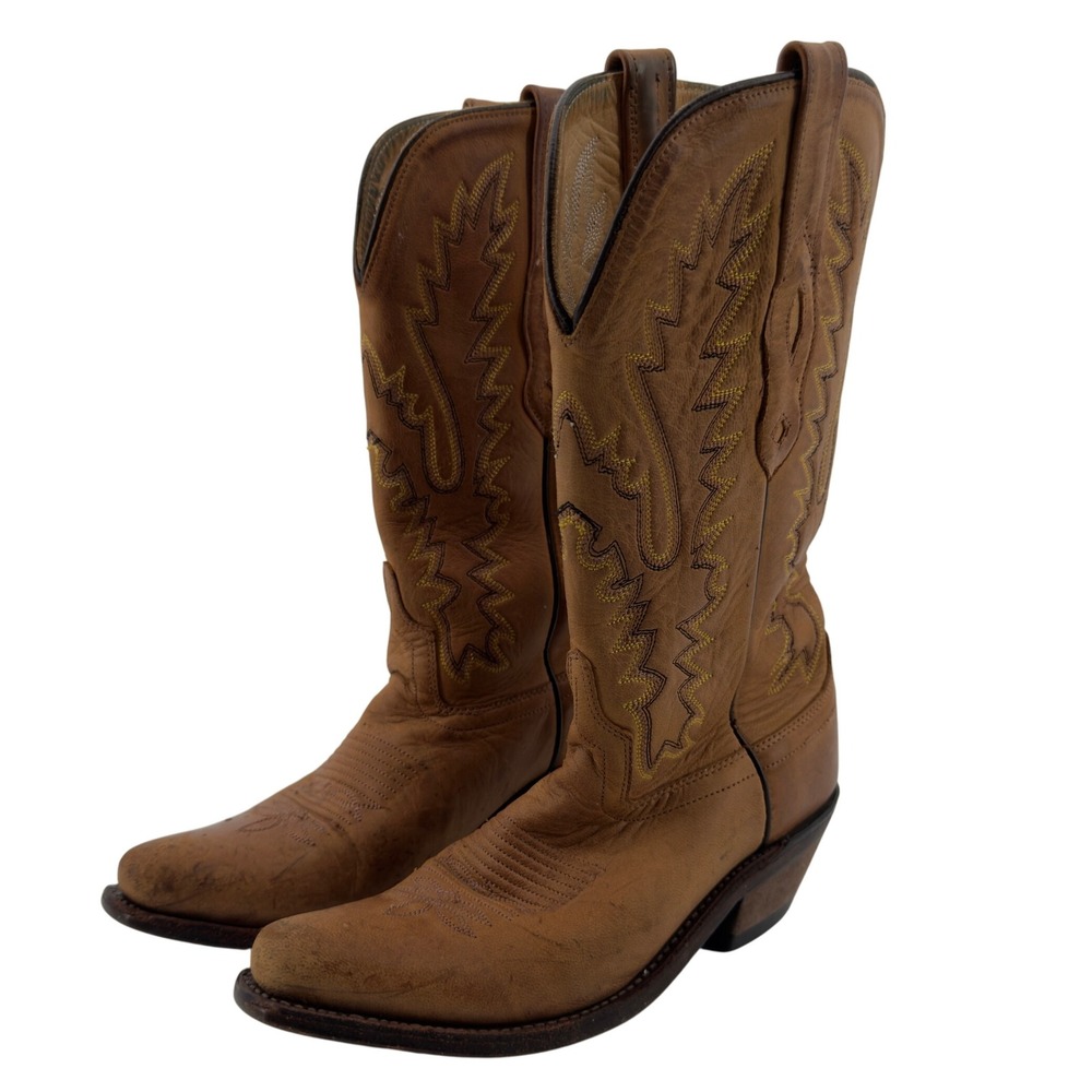 Old West‎ Canyon Leather Snip Toe Western Boots Tan Leather Women 5 LF1529